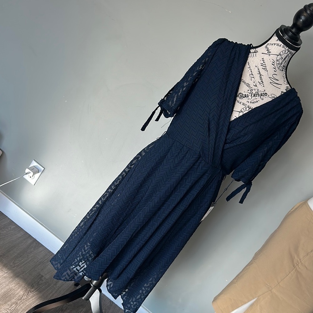 Tommy Hilfiger Elegant Navy Wrap Dress. New